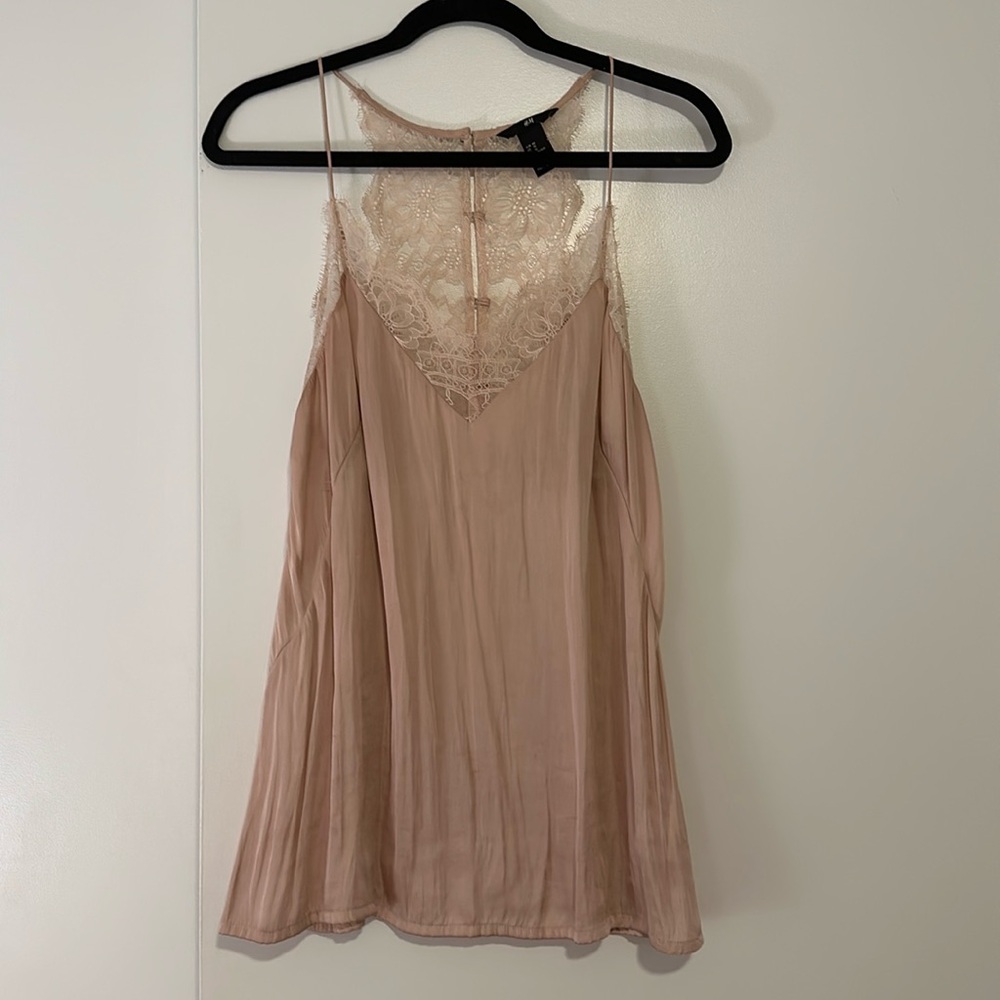 Silky Blush Lace Tank - Size 10